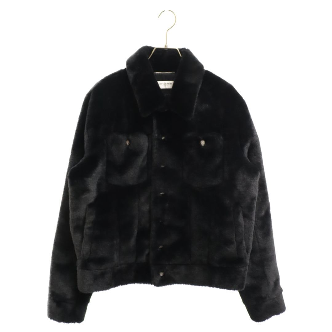 SAINT LAURENT PARIS サンローランパリ 23AW ANIMAL FREE FUR SHORT DENIM JACKET フェイクファーショートデニムジャケット ブラック 713737 Y4F86