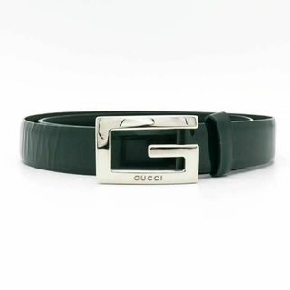 グッチ(Gucci)の《希少》GUCCI ベルト シルバー エナメル グリーン 細ベルト ユニセックス(ベルト)