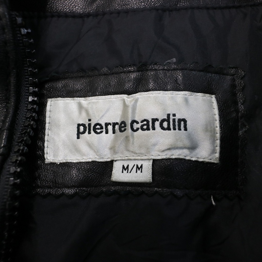 pierre cardin(ピエールカルダン)のPierre Cardin ピエールカルダン ジップアップ レザージャケット 防寒  カジュアル モード  ブラック (メンズ M) 中古 古着 O8706 メンズのジャケット/アウター(レザージャケット)の商品写真