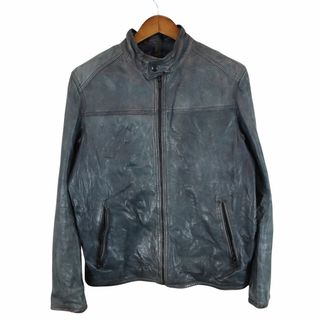 Massimo Dutti シングルライダース レザージャケット アメカジ モード ロック グレー (メンズ XL) 中古 古着 O8709(レザージャケット)