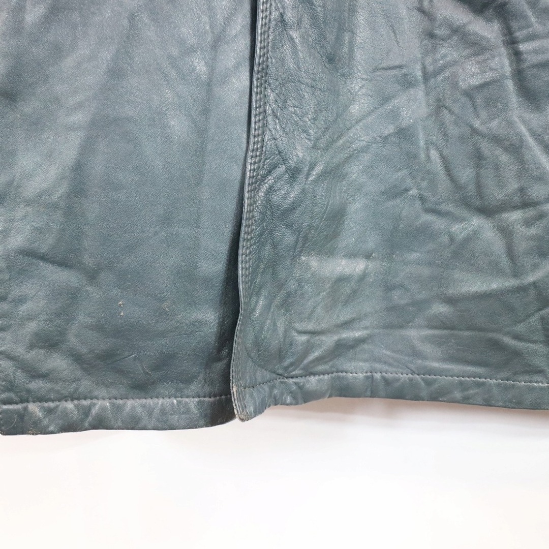 イタリア製 VAGRANT ITALIA レザー トレンチ コート 防寒  ヨーロッパ古着  カジュアル モード ネイビー (メンズ 50) 中古 古着 O8728 メンズのジャケット/アウター(トレンチコート)の商品写真