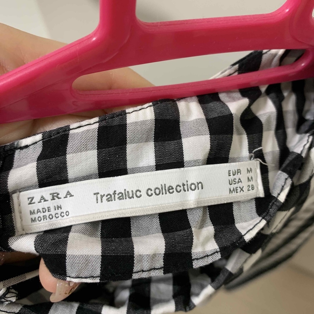 ZARA(ザラ)のZARA ギンガムチェック リボン ブラウス レディースのトップス(シャツ/ブラウス(長袖/七分))の商品写真