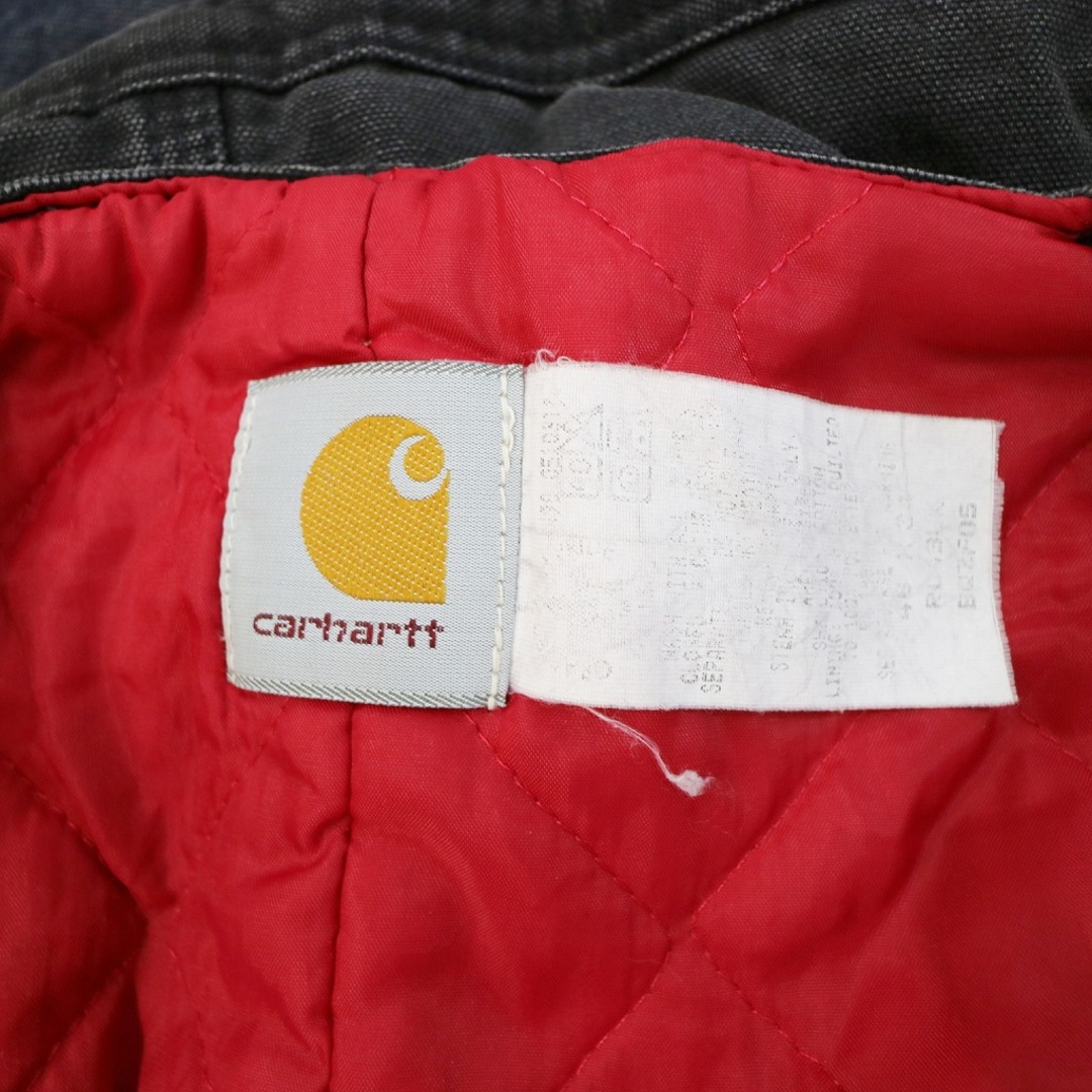 carhartt(カーハート)の80年代 USA製 Carhartt カーハート キルティング オーバーオール ワーク 作業着 ブラック (メンズ 46×34) 中古 古着 O8844 メンズのパンツ(サロペット/オーバーオール)の商品写真