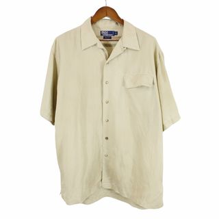 ポロラルフローレン(POLO RALPH LAUREN)の90年代 Polo by Ralph Lauren ポロバイラルフローレン レーヨン 開襟 半袖シャツ アメカジ 無地 ベージュ (メンズ XL) 中古 古着 O8857(シャツ)