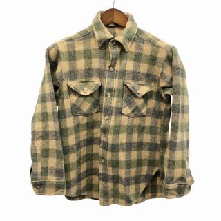 ウールリッチ(WOOLRICH)の70年代 WOOLRICH ウールリッチ 長袖シャツ アメカジ チェック ベージュ (メンズ Ｍ) 中古 古着 O8869(シャツ)