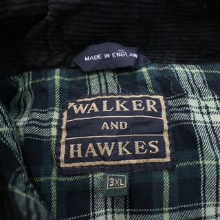 イングランド製 WALKER AND HAWKES オイルドジャケット コート ロング丈 英国 裏地チェック グリーン (メンズ 3XL)   O8904