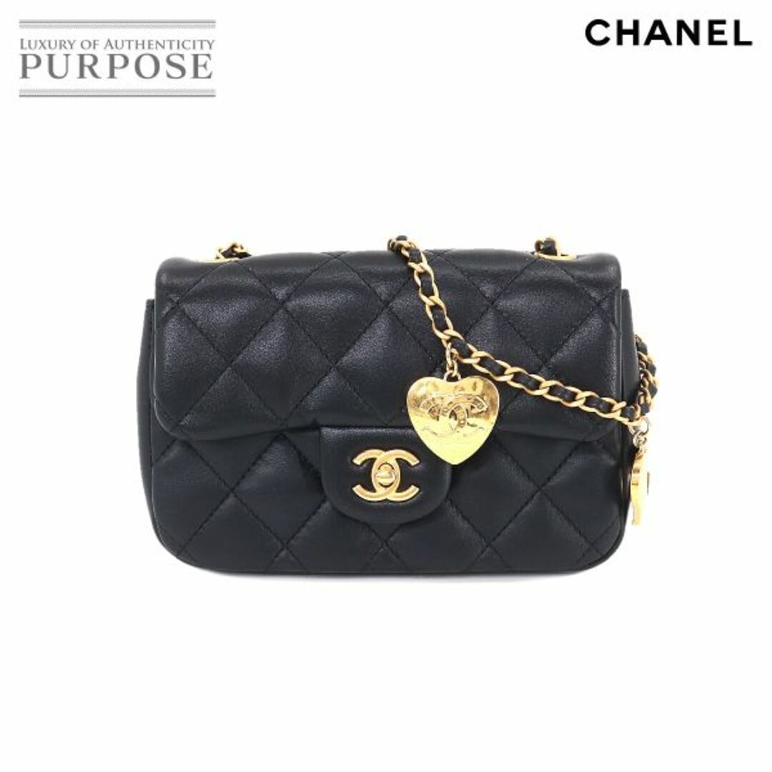 カラー本体未使用 展示品 シャネル CHANEL ミニ　マトラッセ チェーン ショルダー バッグ レザー ブラック ハート AS3457 ゴールド 金具 VLP 90198487