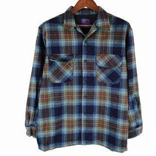 ペンドルトン(PENDLETON)の2000年代～ PENDLETON ペンドルトン BOARD SHIRT JAC ウール チェック 長袖シャツ 防寒  アメカジ ネイビー (メンズ L) 中古 古着 O8946(シャツ)