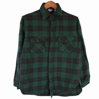 ウールリッチ(WOOLRICH)の80年代 USA製 WOOLRICH ウールリッチ ウール長袖シャツ フラップポケット グリーン (メンズ M) 中古 古着 O8959(シャツ)