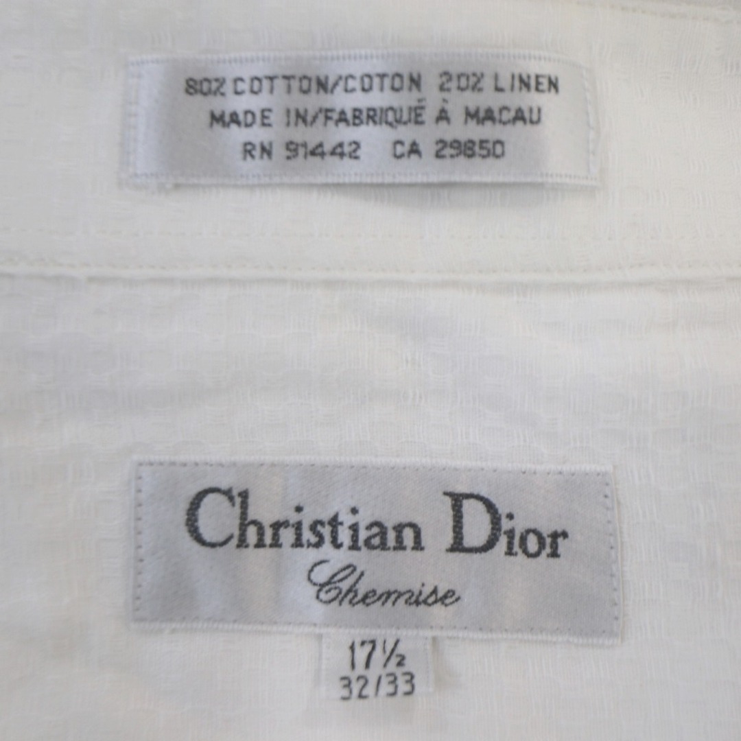 Christian Dior(クリスチャンディオール)の80年代 Christian Dior クリスチャン ディオール 長袖シャツ フォーマル ホワイト (メンズ 17 1/2-32/33) 中古 古着 O9010 メンズのトップス(シャツ)の商品写真