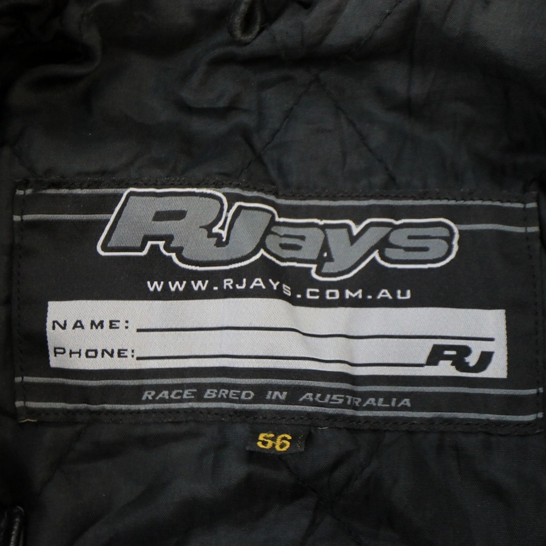 Rjays レザー レーシングジャケット モーターサイクル バイカー サーキット 走行用 ブラック (メンズ 56)   O8755