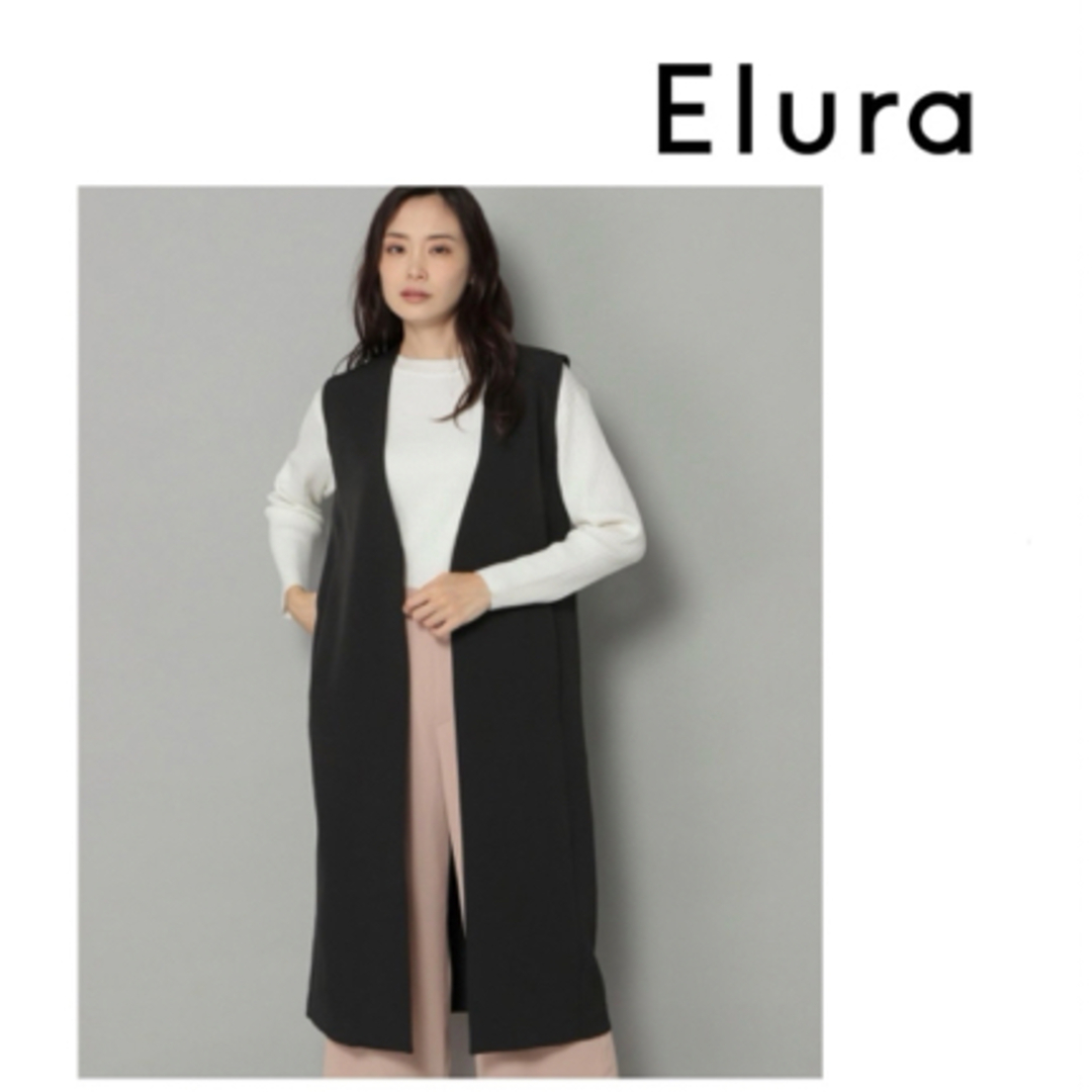 STUDIO CLIP(スタディオクリップ)の新品未使用　Elura エルーラ　ロングジレ　ブラック　L レディースのトップス(ベスト/ジレ)の商品写真