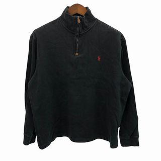 ポロラルフローレン(POLO RALPH LAUREN)の2000年代～ Polo by Ralph Lauren ポロバイラルフローレン ハーフジップ コットンニット セーター ブラック (メンズ XL) 中古 古着 O8794(ニット/セーター)