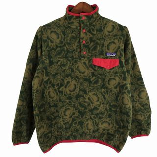 パタゴニア(patagonia)の2000年代～ patagonia パタゴニア SYNCHILLA シンチラ スナップT フリースジャケット 花柄 グリーン (レディース L) 中古 古着 O8823(その他)