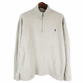 ポロラルフローレン(POLO RALPH LAUREN)の2000年代～ Polo by Ralph Lauren ポロバイラルフローレン ハーフジップ スウェット アメカジ グレー (メンズ 2XL) 中古 古着 O8830(スウェット)