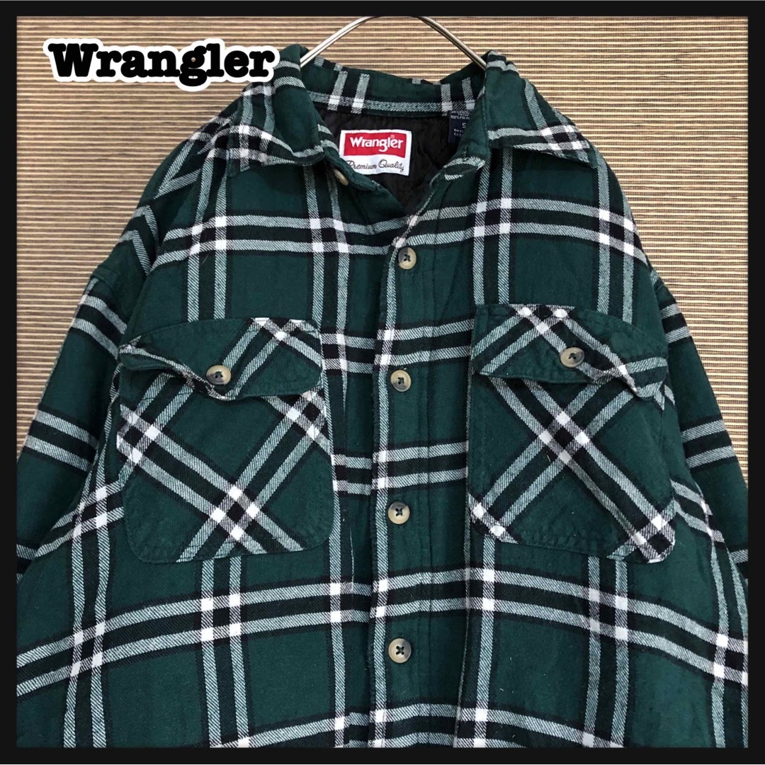 Wrangler(ラングラー)の【ラングラー】長袖シャツ　チェック柄　緑　グリーン　キルティング　ネルシャツ75 メンズのトップス(シャツ)の商品写真