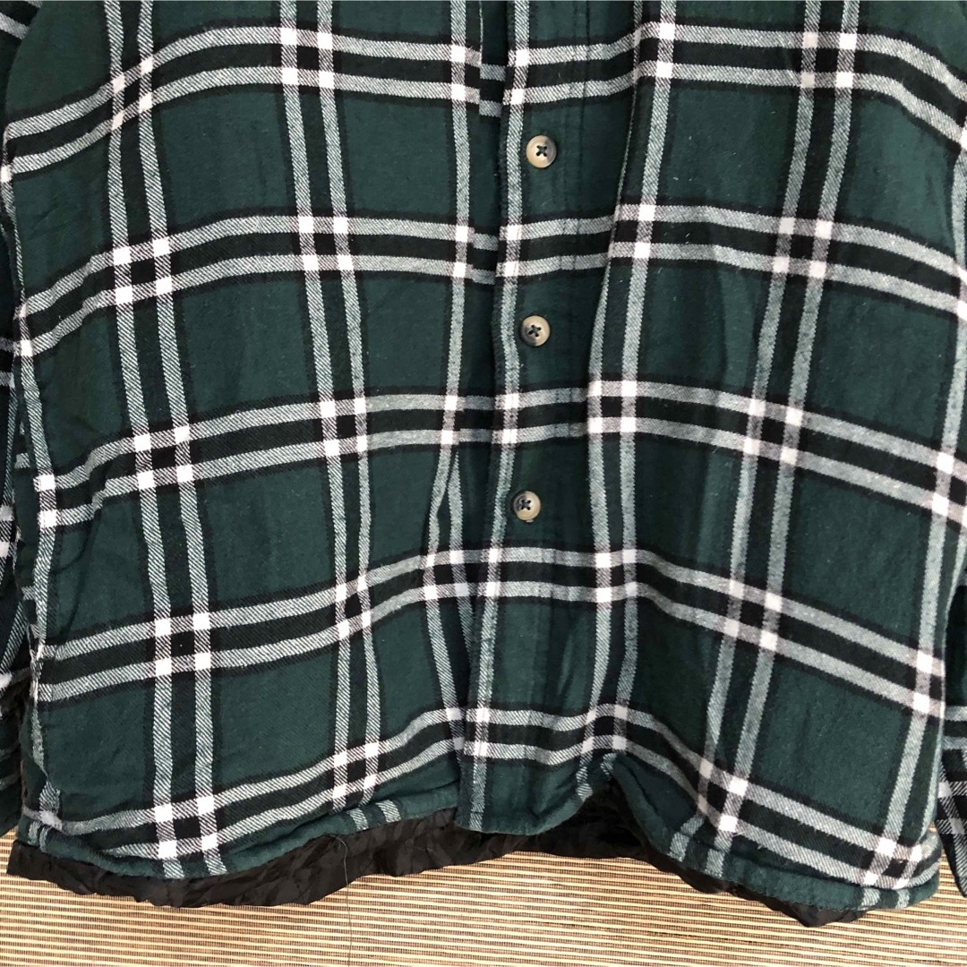Wrangler(ラングラー)の【ラングラー】長袖シャツ　チェック柄　緑　グリーン　キルティング　ネルシャツ75 メンズのトップス(シャツ)の商品写真
