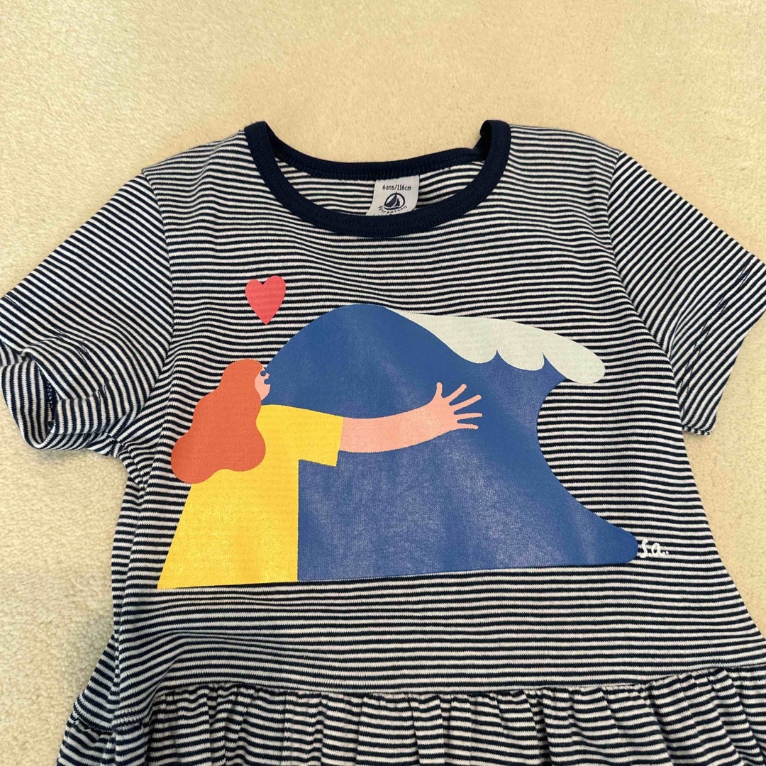 PETIT BATEAU(プチバトー)のプチバトー☆ボーダーワンピース☆6ans キッズ/ベビー/マタニティのキッズ服女の子用(90cm~)(ワンピース)の商品写真