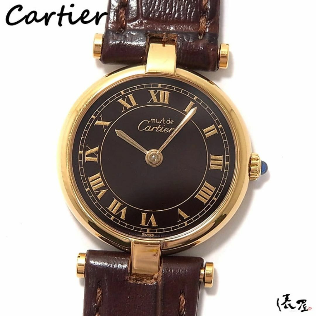 Cartier(カルティエ)の【ヴィンテージ】カルティエ ヴァンドーム SM ブラウン OH済み 美品 レディース アンティーク Cartier 時計 腕時計 中古【送料無料】 レディースのファッション小物(腕時計)の商品写真