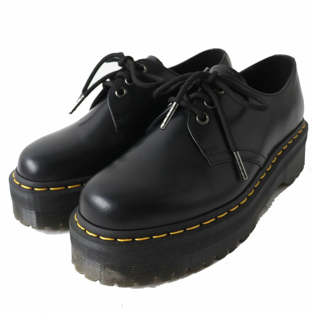 極美品△Dr.Martens ドクターマーチン 25567001 QUAD 3EYE SHOE 厚底 3ホール レースアップ レザー シューズ レディース ブラック UK5 箱付約11cmヒール