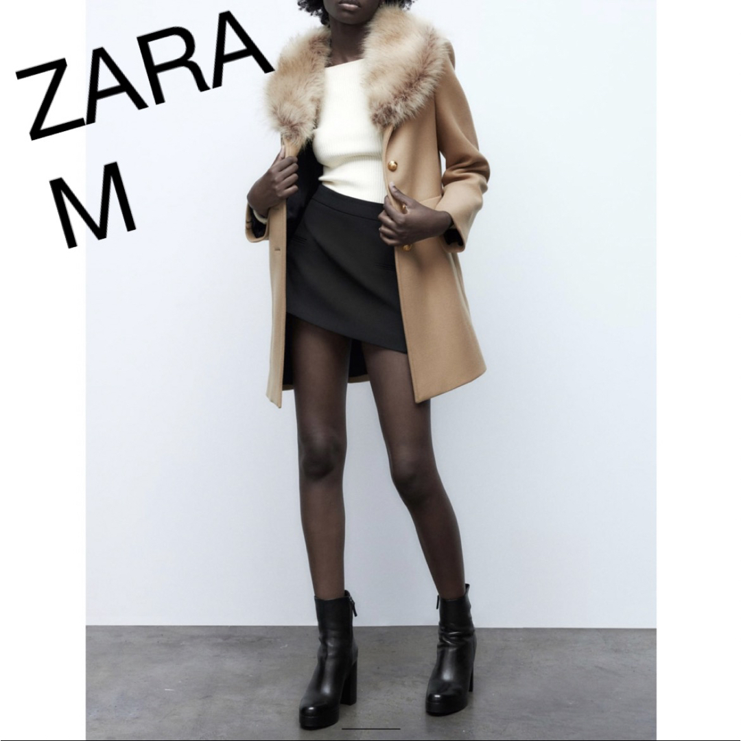 ZARA(ザラ)のストレートウールブレンドコート レディースのジャケット/アウター(毛皮/ファーコート)の商品写真