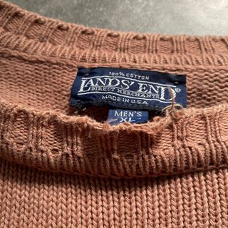 LANDS'END - 90s ランズエンド コットンニットUSA製 XL あずき色の通販