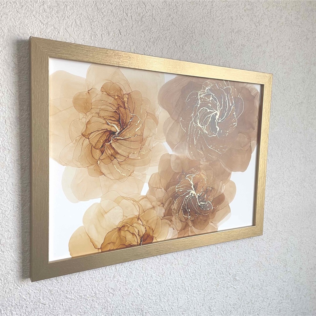 アルコールインクアート原画《elegantflower brown beige》 ハンドメイドのインテリア/家具(アート/写真)の商品写真