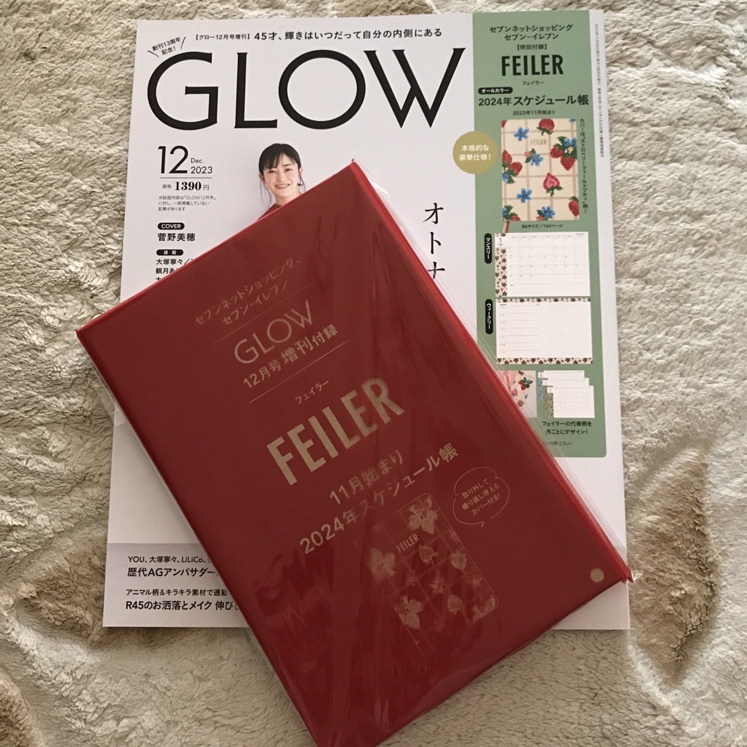 FEILER(フェイラー)のGLOW 12月号♥️まるごと♥️2024ねんスケジュール帳 インテリア/住まい/日用品の文房具(カレンダー/スケジュール)の商品写真