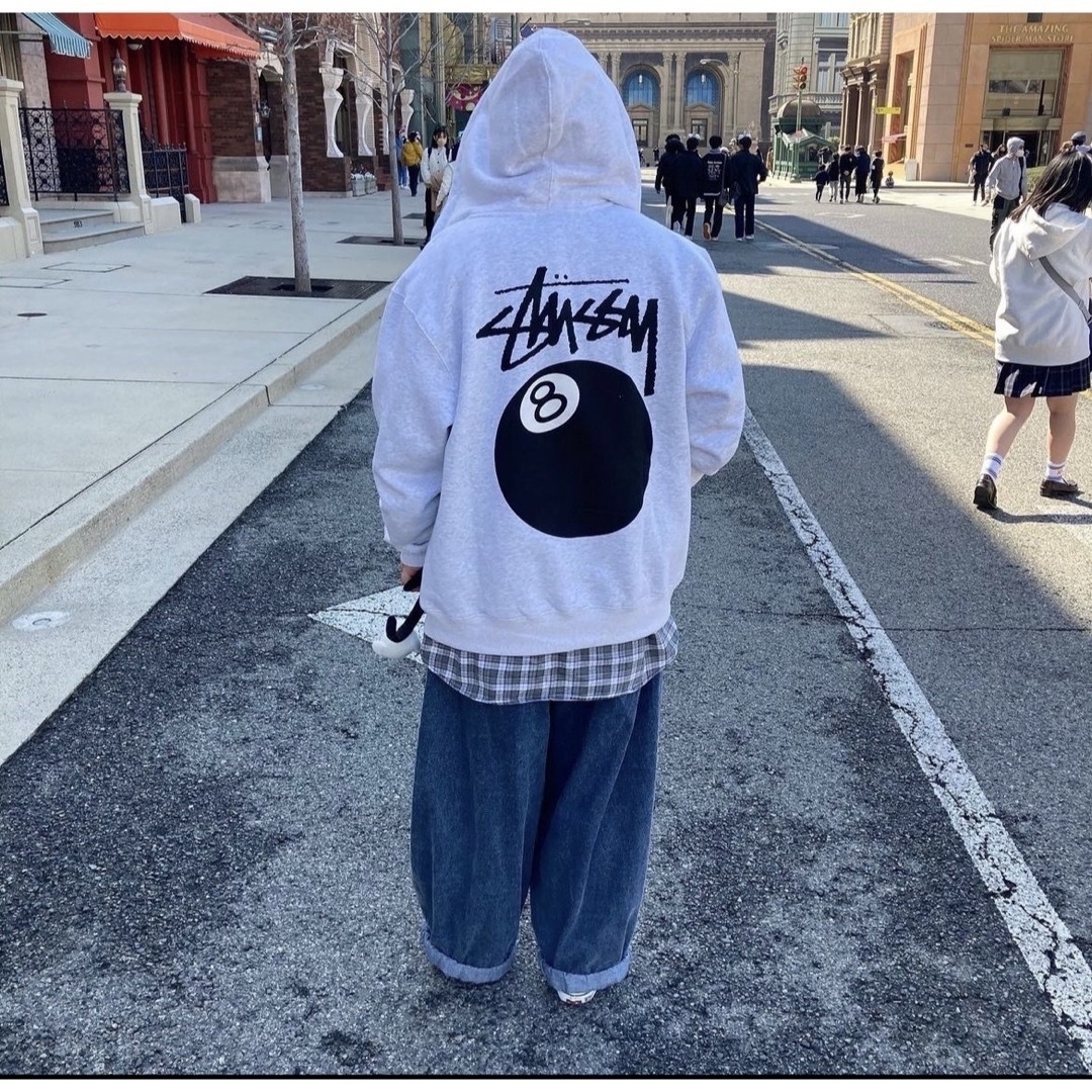 STUSSY - ステューシー 8BALL ジップ パーカー グレー スウェット