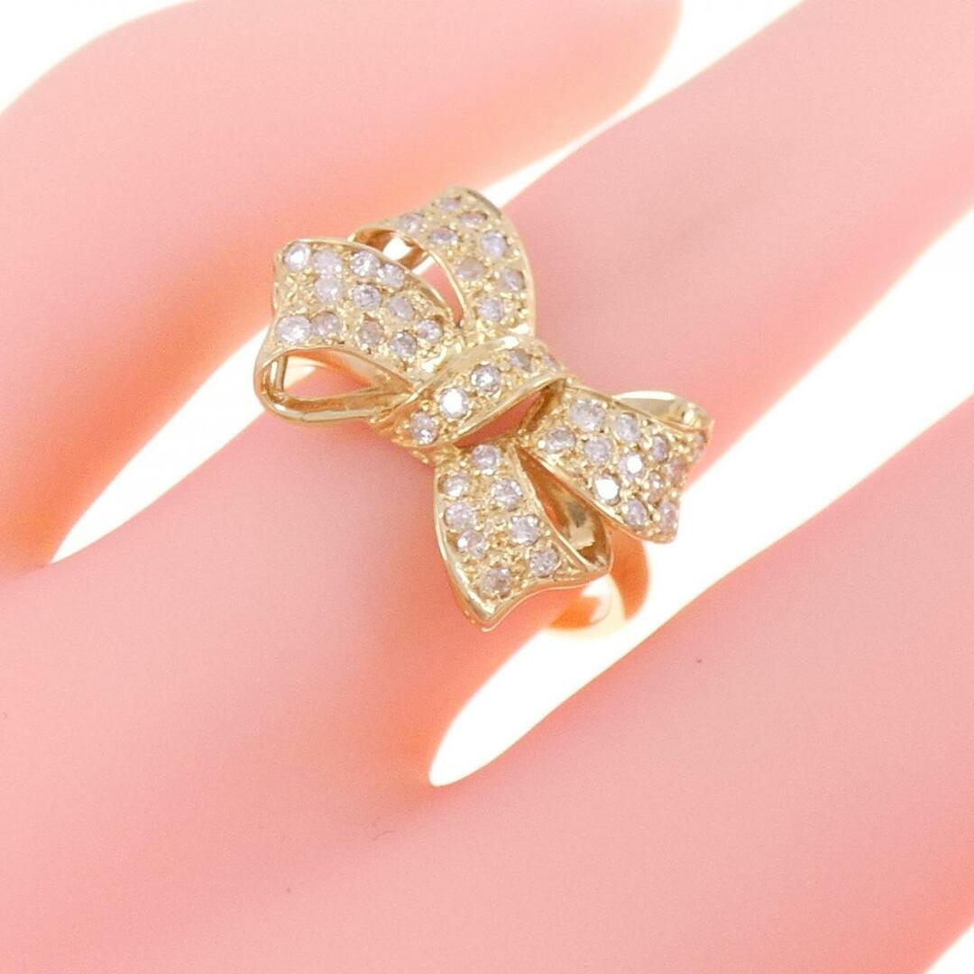 K18YG リボン ダイヤモンド リング 0.20CT