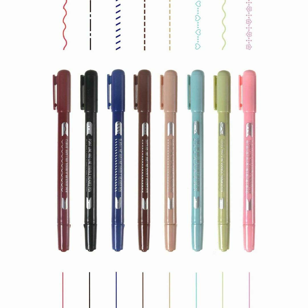 カーブペン 水性ペン 蛍光ペン (8色セット) カラーペンセット 細字ペン