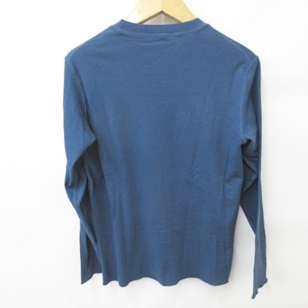 ルシアンペラフィネ カットソー Tシャツ ロンT 長袖 丸首 刺繍 綿 青 S 1