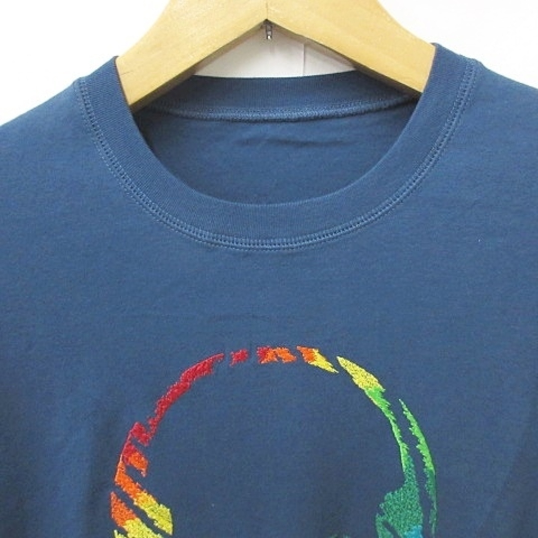 ルシアンペラフィネ カットソー Tシャツ ロンT 長袖 丸首 刺繍 綿 青 S 3
