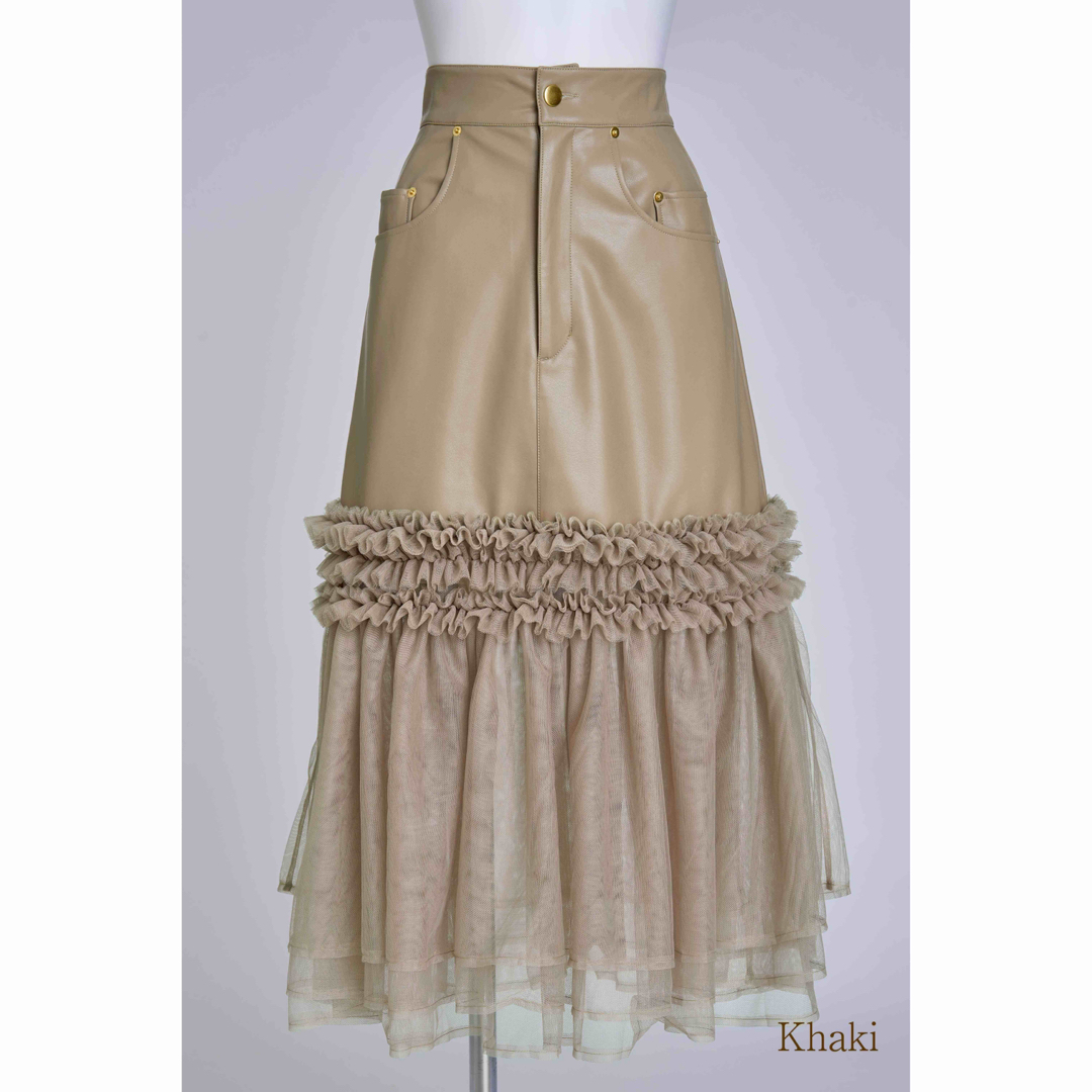 Crayme,(クレイミー)のLeather Tulle Skirt  Crayme, レディースのスカート(ロングスカート)の商品写真