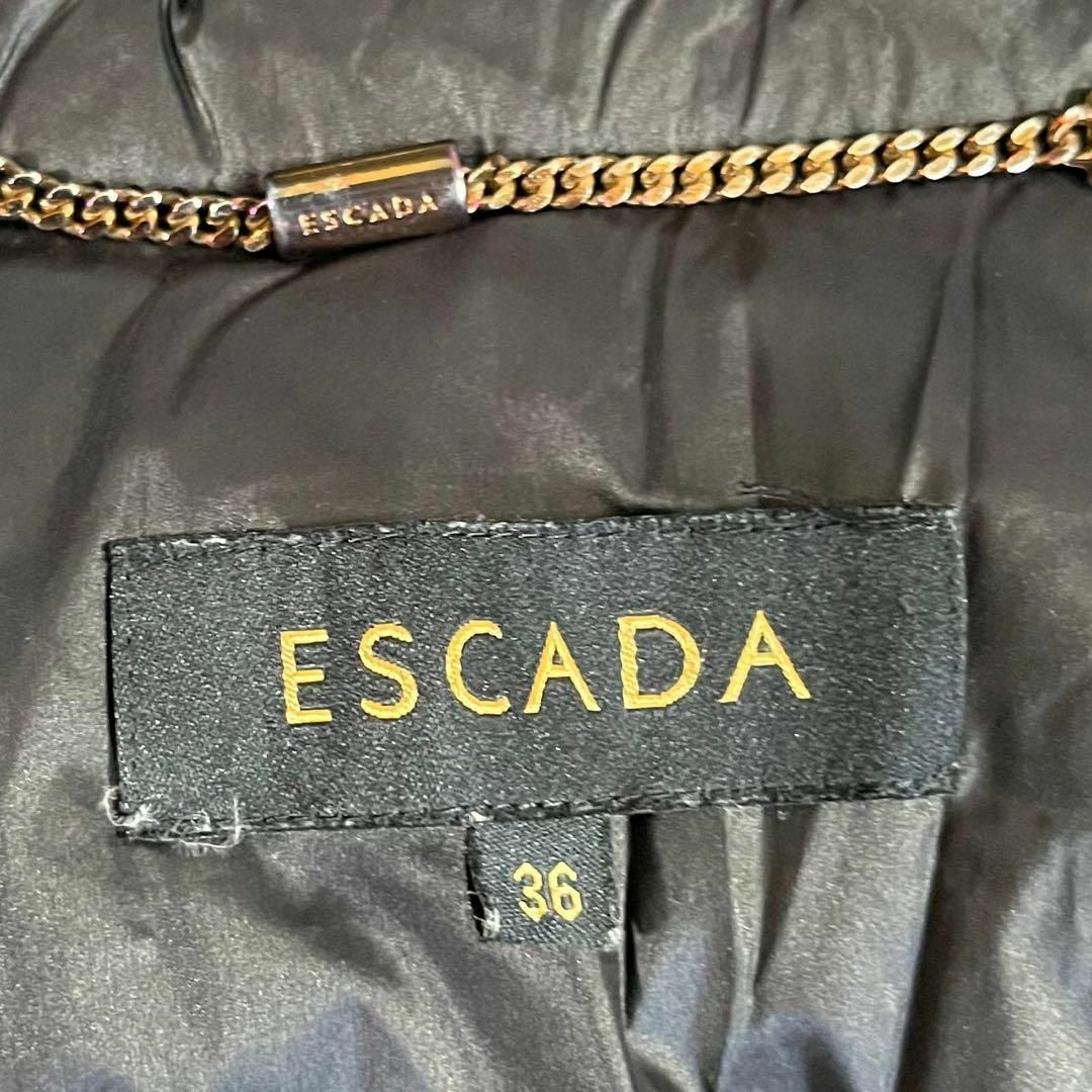 ESCADA エスカーダ (S) フリル ダウンジャケット ブラック ハイネック
