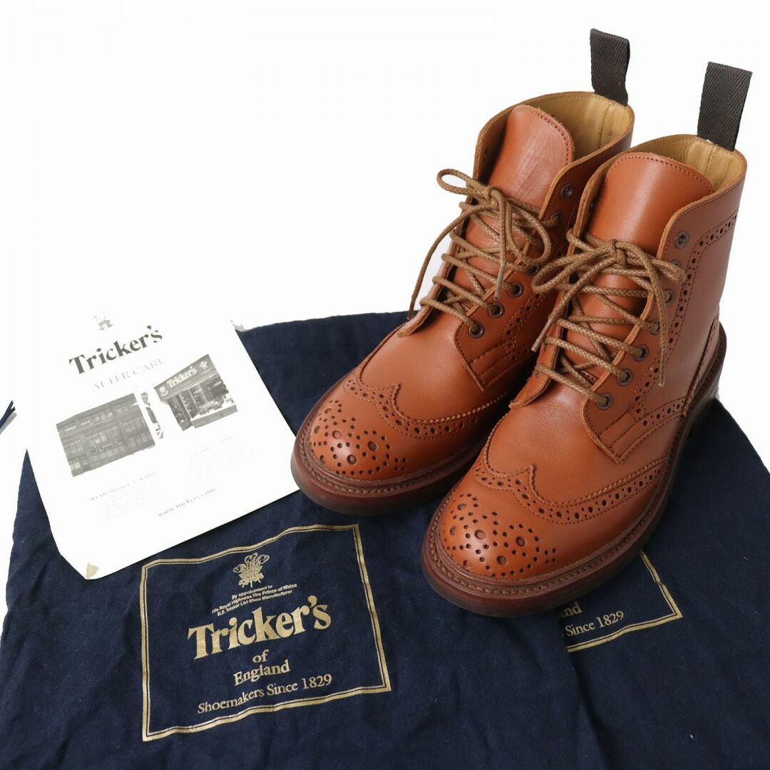 未使用品△Tricker&#039;s トリッカーズ Malton L2508 フルブローグ レースアップ レザー ブーツ/カントリーブーツ レディース ブラウン 4 袋付 1