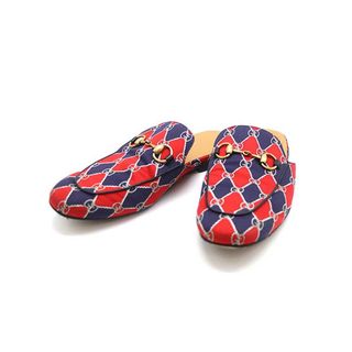 グッチ(Gucci)のGUCCI グッチ キングスミニGG ミュールシューズ レッド×ネイビー 6(その他)