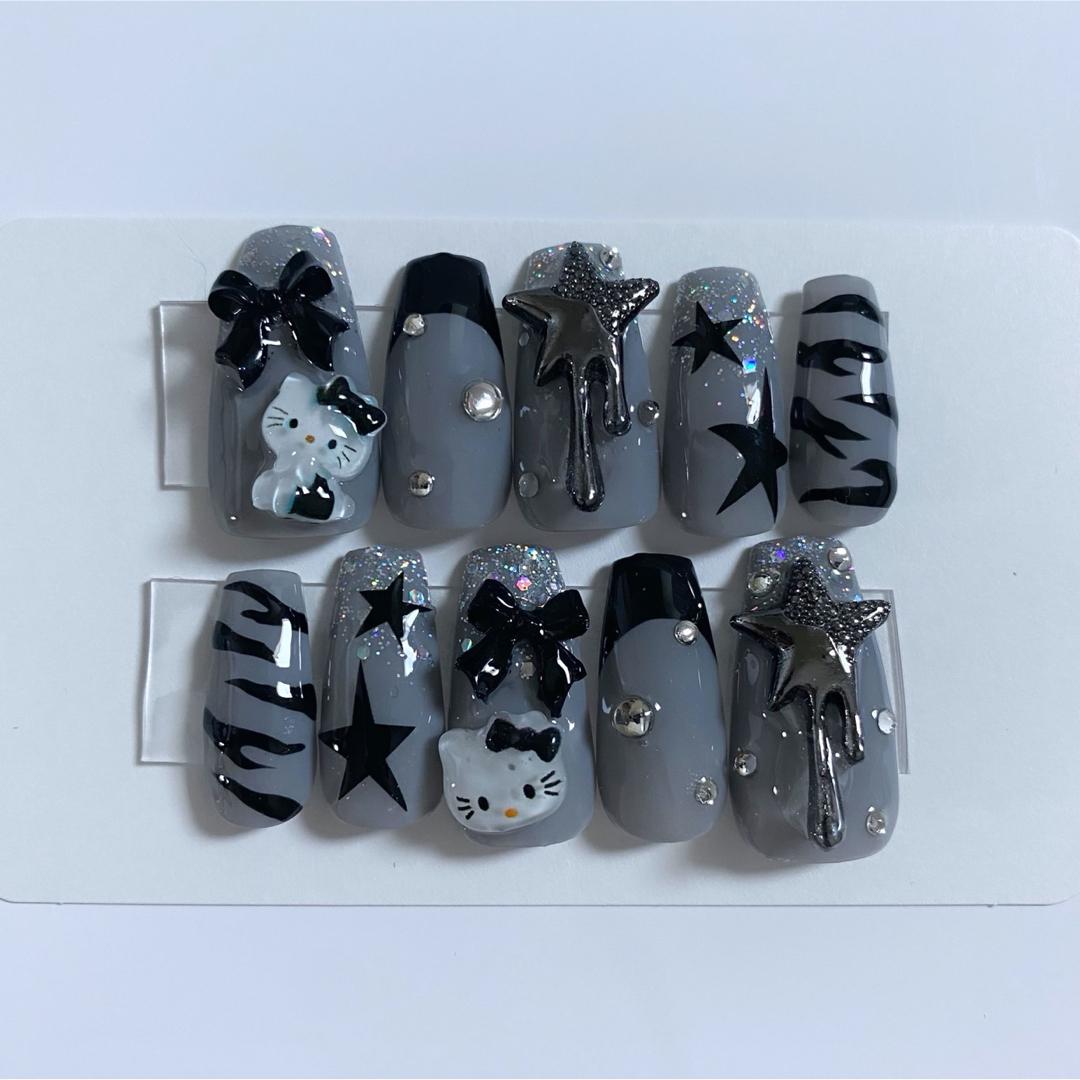 ネイルチップ 量産型 ガーリー 地雷 ワンホンネイル Y2K キティちゃん コスメ/美容のネイル(つけ爪/ネイルチップ)の商品写真