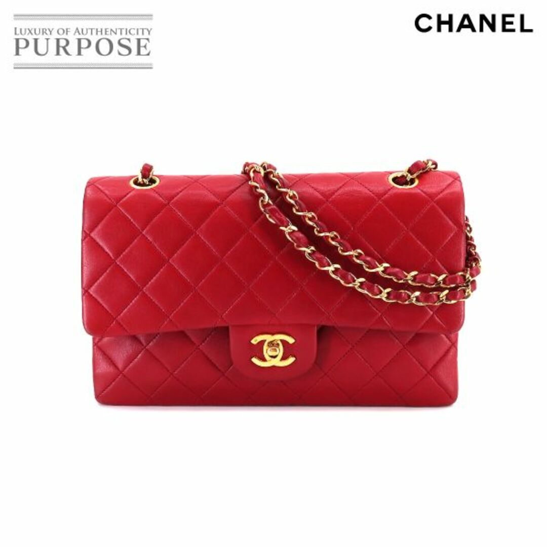 シャネル CHANEL マトラッセ 25 チェーン ショルダー バッグ レザー レッド A01112 ゴールド 金具 ヴィンテージ VLP 90204353