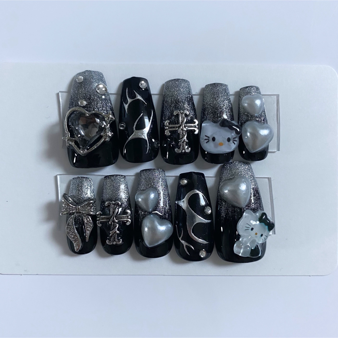 ネイルチップ 量産型 ガーリー 地雷 ワンホンネイル Y2K キティちゃん コスメ/美容のネイル(つけ爪/ネイルチップ)の商品写真