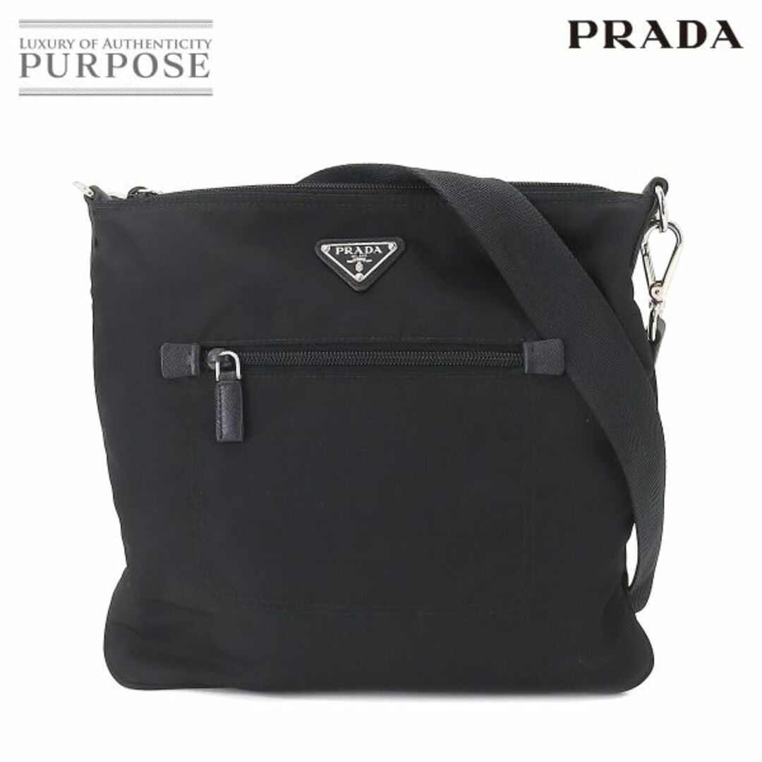 プラダ PRADA ショルダー バッグ ナイロン サフィアーノレザー ネロ ブラック BT0715 シルバー 金具 VLP 90210383