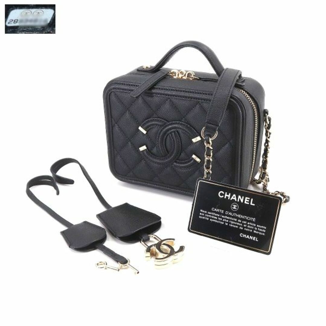 未使用 展示品 シャネル CHANEL CCフィリグリー 2way バニティ ショルダー バッグ キャビアスキン ブラック A93342 VLP 90210989