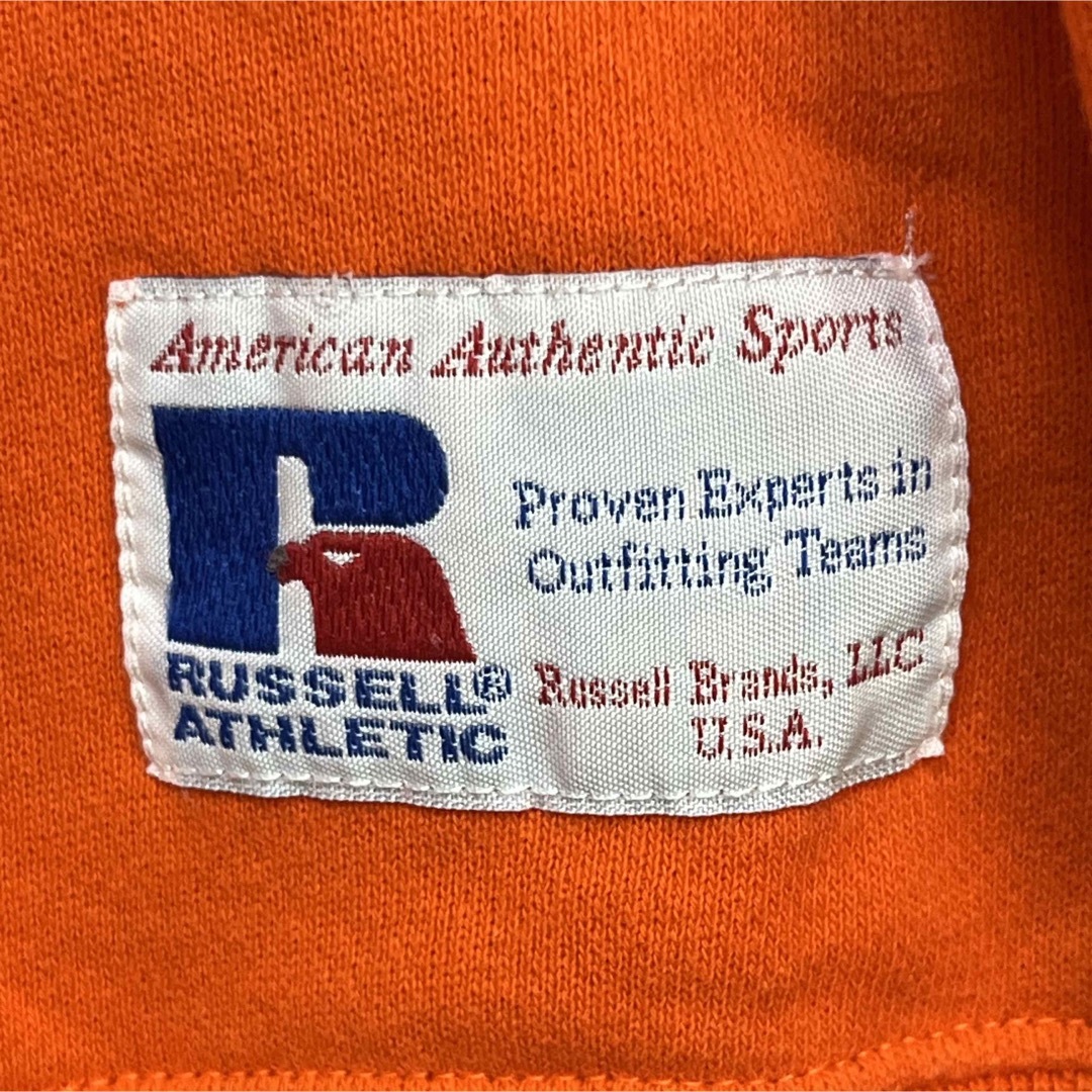 RUSSELL ラッセル スウェット トレーナー オレンジ 無地 袖ロゴ L
