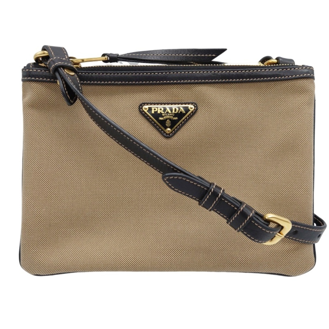 PRADA プラダ ジャガード ショルダーバッグ 三角プレート ブラウン