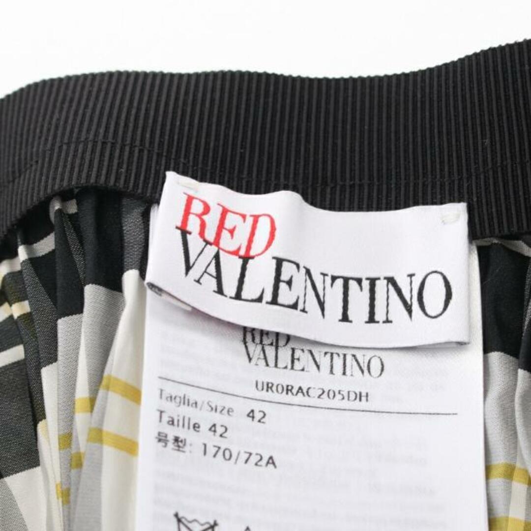 RED VALENTINO(レッドヴァレンティノ)の プリーツ スカート チェック ホワイト ブラック イエロー レディースのスカート(ロングスカート)の商品写真