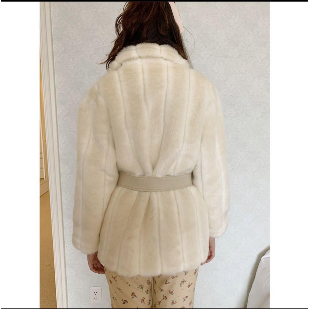 parisienne ribbon 2way fur coat ivory