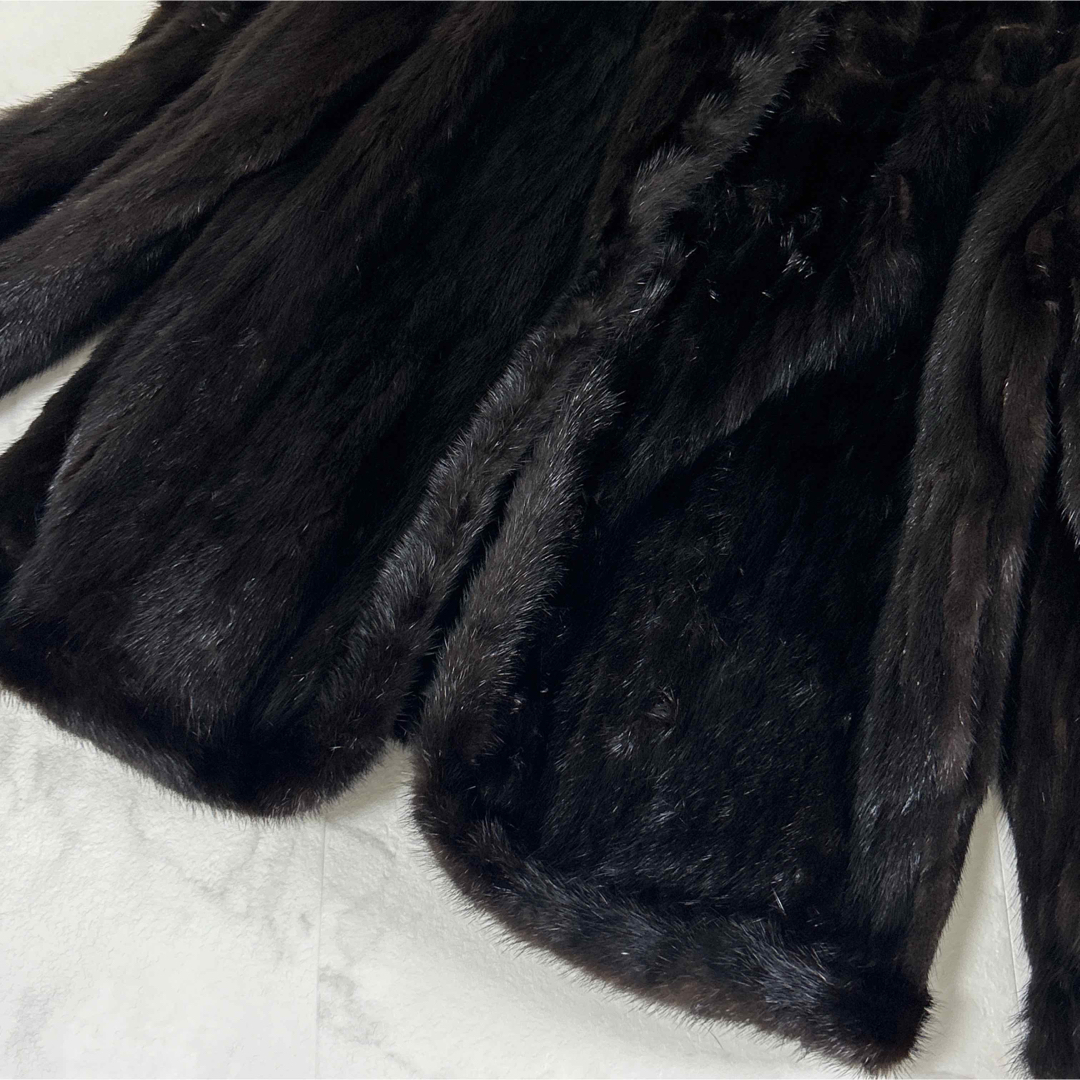 SAGA MINK 高級 サガミンク 毛皮コート ダークブラウン 11毛皮/ファーコート
