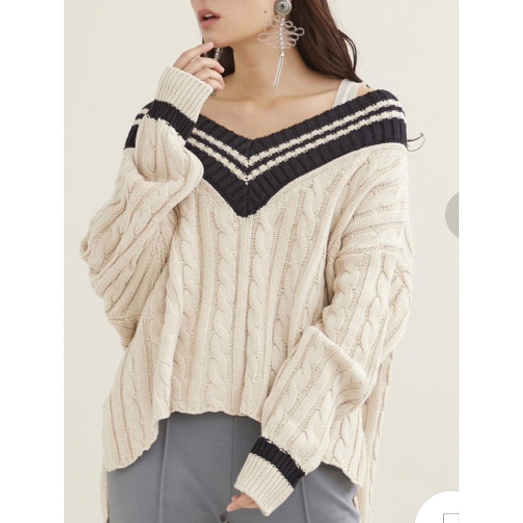 Laymee ルーズチルデンニット アイボリー-