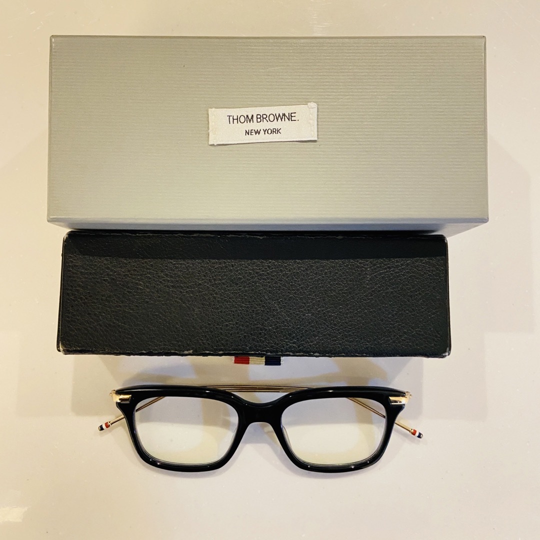 THOM BROWNE トム・ブラウン眼鏡TB-701-A-BLK-GLD-49-