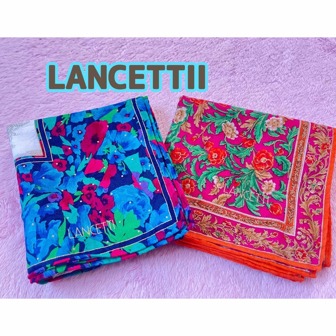 LANCETTI ランチェッティ 花柄 ハンカチ - ハンカチ